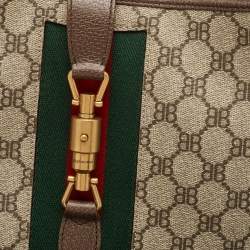 Gucci x Balenciaga Beige/Brown BB Supreme Canvas and Leather Medium Jackie 1961 Hobo