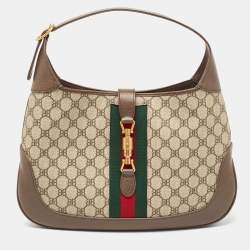 Gucci x Balenciaga Beige/Brown BB Supreme Canvas and Leather Medium Jackie 1961 Hobo