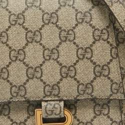 Gucci x Balenciaga Beige GG Supreme Canvas Hourglass Top Handle Bag