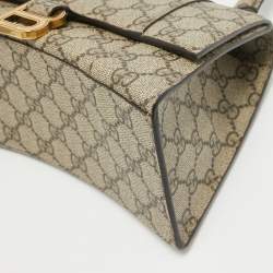 Gucci x Balenciaga Beige GG Supreme Canvas Hourglass Top Handle Bag
