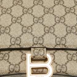 Gucci x Balenciaga Beige GG Supreme Canvas Hourglass Top Handle Bag
