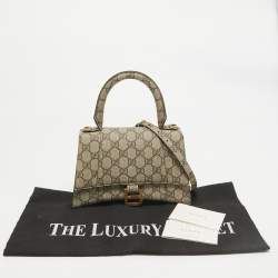 Gucci x Balenciaga Beige GG Supreme Canvas Hourglass Top Handle Bag