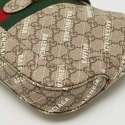 Gucci x Balenciaga Beige GG Supreme Canvas Small The Hacker Jackie 1961 Hobo