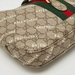 Gucci x Balenciaga Beige GG Supreme Canvas Small The Hacker Jackie 1961 Hobo