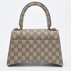 Gucci x Balenciaga Beige/Brown GG Supreme Canvas Hourglass Top Handle Bag