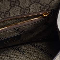 Gucci x Balenciaga Beige/Brown GG Supreme Canvas Hourglass Top Handle Bag