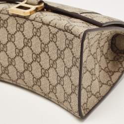 Gucci x Balenciaga Beige/Brown GG Supreme Canvas Hourglass Top Handle Bag