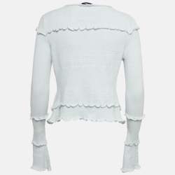مملوكة مسبقًا Guizio Blue Knit Frilled Cardigan S