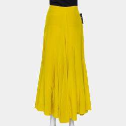 Haider Ackermann Mustard Yellow Silk Flared Maxi Skirt S