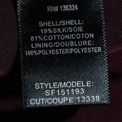 Pre Owned Halston Heritage Burgundy Cotton Blend V-Neck Sleeveless Mini Dress S