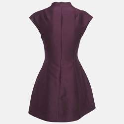 Pre Owned Halston Heritage Burgundy Cotton Blend V-Neck Sleeveless Mini Dress S