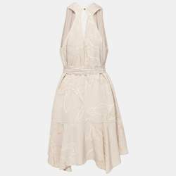 Halton Heritage Grey Printed Chiffon Flared Mini Dress M