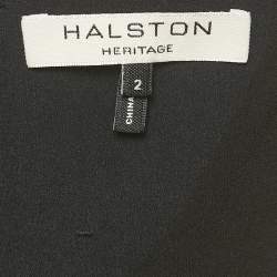 Pre Owned Halston Heritage Black & White Color Block Cutout Plisse Maxi Dress S