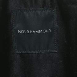 Nour Hammour White Leather Lace-Up Detail Jacket S