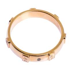 Pre Owned Harry Winston HW Logo Diamond 18K Rose Gold Ring Size 60