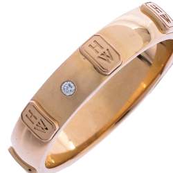 Pre Owned Harry Winston HW Logo Diamond 18K Rose Gold Ring Size 60