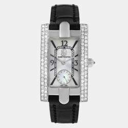 Pre Owned Harry Winston Avenue 310LQW Quartz Diamond 18K White Gold Women's Wristwatch 21 mm