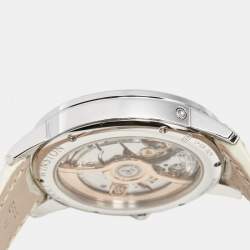 Pre Owned Harry Winston Midnight Date Moon Phase MIDAMP36WW001 Mother Of Pearl Diamond 18K White Gold Alligator Leather Women's Wristwatch 36 mm