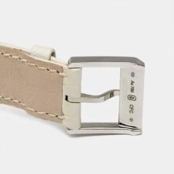 Pre Owned Harry Winston Midnight Date Moon Phase MIDAMP36WW001 Mother Of Pearl Diamond 18K White Gold Alligator Leather Women's Wristwatch 36 mm