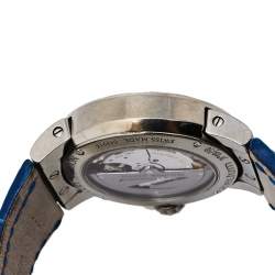 Pre Owned Harry Winston Silver Zalium Leather Diamond Ocean Lady Z Moonphase 400-UAMP36Z Women's Wristwatch 35 mm