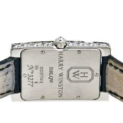 Harry Winston Blue Mother of Pearl 18K White Gold Diamond Avenue 310LQW Women's Wristwatch 21 mm 