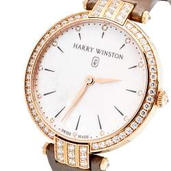 Pre Owned Harry Winston Mother of Pearl 18k Rose Gold Diamond Satin Premier PRNQHM36RR001 Women's Wristwatch 36 mm