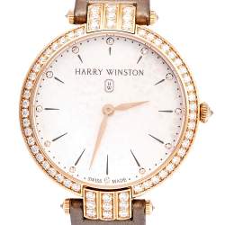Pre Owned Harry Winston Mother of Pearl 18k Rose Gold Diamond Satin Premier PRNQHM36RR001 Women's Wristwatch 36 mm