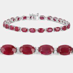 مملوكة مسبقًا سوار التنس من الذهب الأبيض عيار 14 بحوالي 12.48 قيراط روبي وألماس