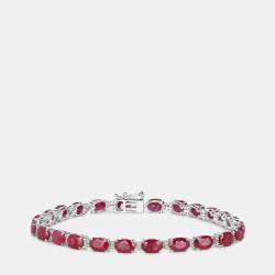 مملوكة مسبقًا سوار التنس من الذهب الأبيض عيار 14 بحوالي 12.48 قيراط روبي وألماس