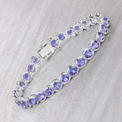 مملوكة مسبقًا 12.60 cts Tanzanite 14K White Gold Tennis Bracelet