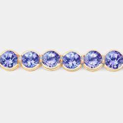 Pre Owned 12.60 cts Tanzanite 14K Yellow Gold Tennis Bracelet
