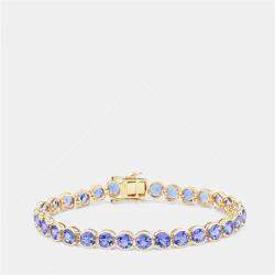 Pre Owned 12.60 cts Tanzanite 14K Yellow Gold Tennis Bracelet