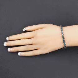 مملوكة مسبقًا سوار التنس من الذهب الأصفر عيار 14 بحوالي 14.33 قيراط ألماس أزرق