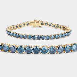 مملوكة مسبقًا سوار التنس من الذهب الأصفر عيار 14 بحوالي 14.33 قيراط ألماس أزرق