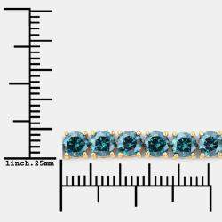 مملوكة مسبقًا سوار التنس من الذهب الأصفر عيار 14 بحوالي 14.33 قيراط ألماس أزرق