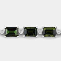 Pre Owned 18.90 cts Green Tourmaline and Diamond 14K White Gold Tennis Bracelet