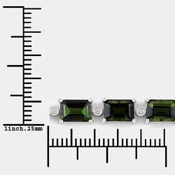 Pre Owned 18.90 cts Green Tourmaline and Diamond 14K White Gold Tennis Bracelet