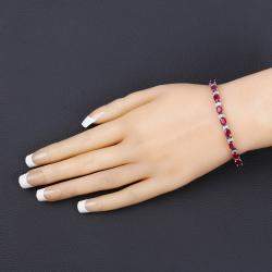 Pre Owned سوار التنس من الذهب الأبيض عيار 14 بحوالي 10.92 قيراط ياقوت وألماس