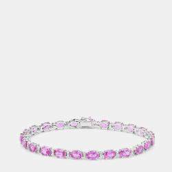 مملوكة مسبقًا سوار التنس من الذهب الأبيض عيار 14 بحوالي 13.27 قيراط ياقوت وردي وألماس