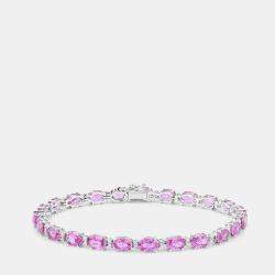 مملوكة مسبقًا سوار التنس من الذهب الأبيض عيار 14 بحوالي 13.27 قيراط ياقوت وردي وألماس