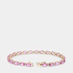 مملوكة مسبقًا سوار التنس من الذهب الأصفر عيار 14 بحوالي 13.82 قيراط ياقوت وردي وألماس