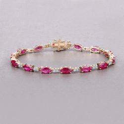 مملوكة مسبقًا سوار التنس من الذهب الأصفر عيار 14 بحوالي 7.00 قيراط روبي وألماس