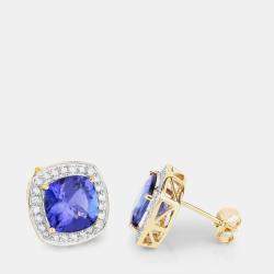 مملوكة مسبقًا 5.50 cts Tanzanite and Diamond 14K Yellow Gold Studs Earrings