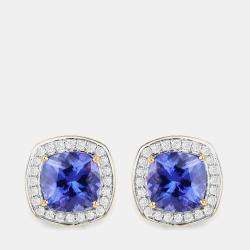 مملوكة مسبقًا 5.50 cts Tanzanite and Diamond 14K Yellow Gold Studs Earrings