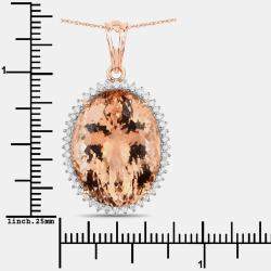 مملوكة مسبقًا قلادة بحجر مورجانيت وألماس بوزن 21.57 قيراط من ذهب وردي عيار 14