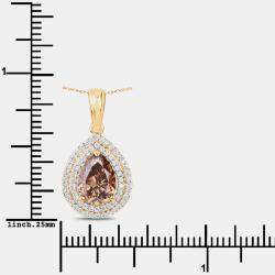 Pre Owned 2.01 cts Brown Diamond and Diamond 18K Yellow Gold Statement Pendant