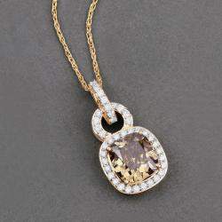 Pre Owned 2.50 cts Brown Diamond and Diamond 18K Yellow Gold Statement Pendant