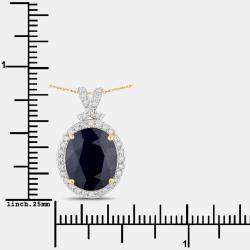 مملوكة مسبقًا 6.21 cts Blue Sapphire and Diamond 14K Yellow Gold Halo Pendant