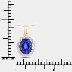 مملوكة مسبقًا 4.34 cts Tanzanite and Diamond 14K Yellow Gold Halo Pendant