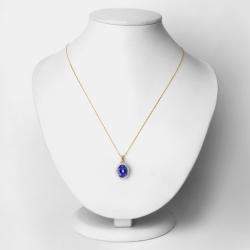مملوكة مسبقًا 4.34 cts Tanzanite and Diamond 14K Yellow Gold Halo Pendant